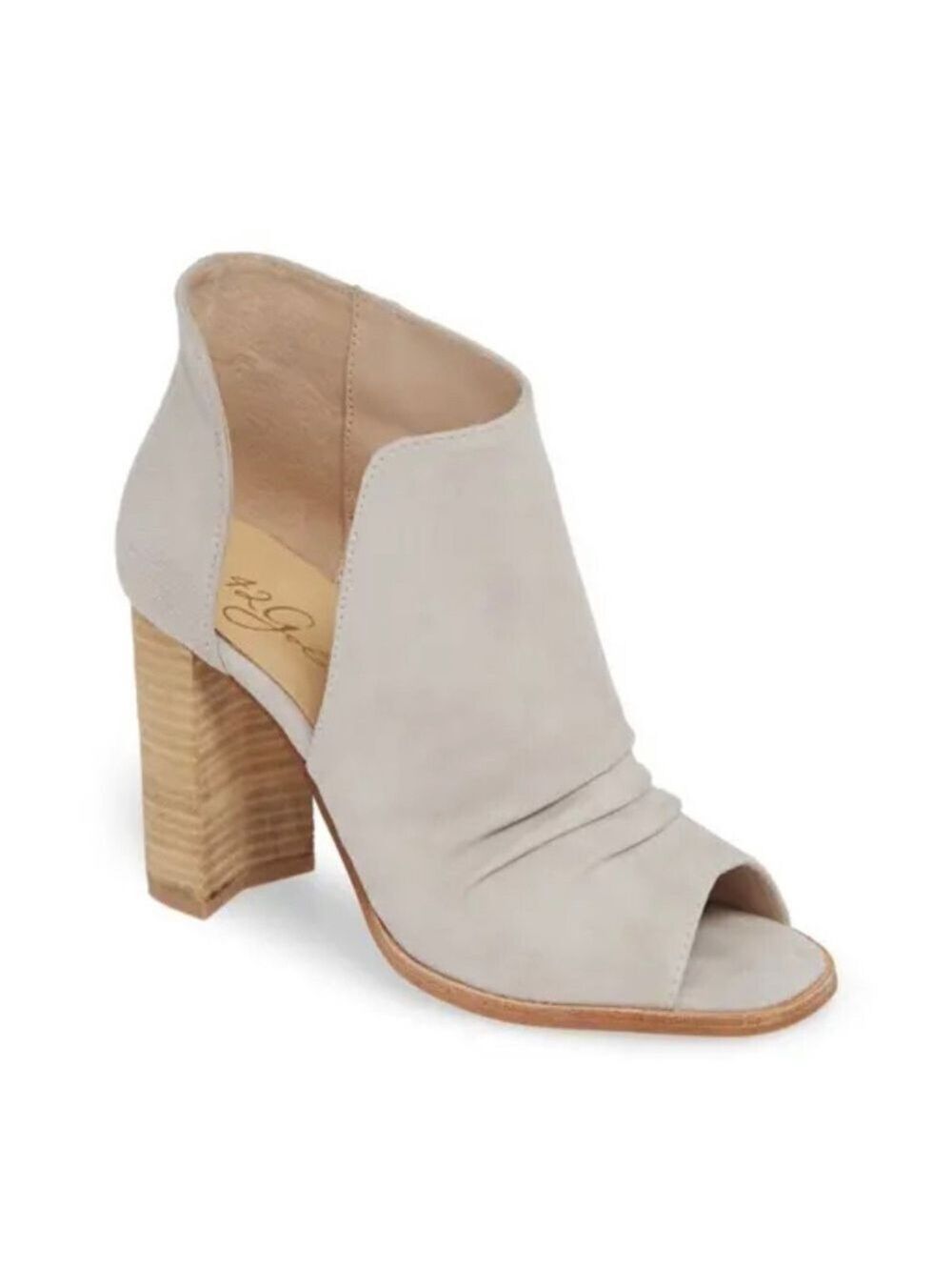 42 Gold Loyalty Grey Suede Peep Toe Ankle Boot - Size 9.5